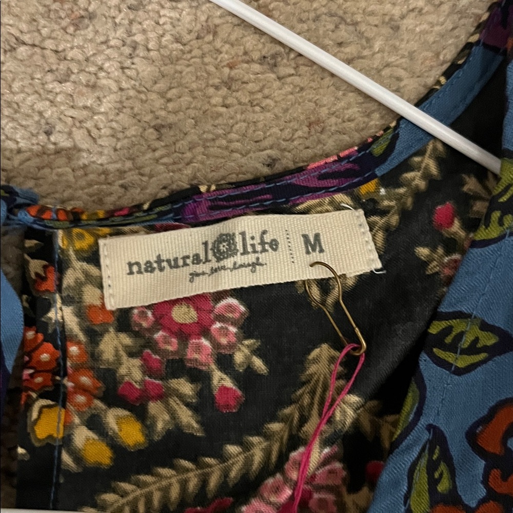 NWT Natural Life Let’s Just Go Wide-Leg Jumpsuit-Woodcut Floral Blue size M - Picture 6 of 11